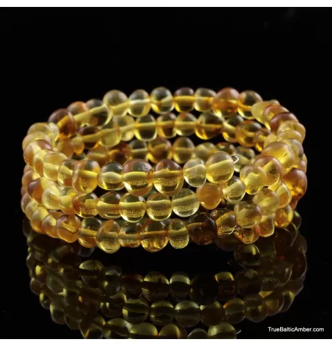 Honey BAROQUE beads Baltic amber Memory wire bracelet