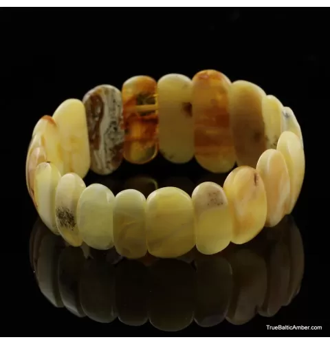 White pieces Baltic amber stretch bracelet