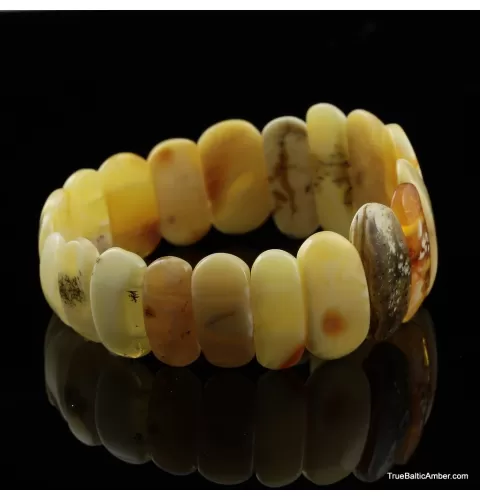 White pieces Baltic amber stretch bracelet
