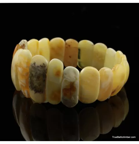 White pieces Baltic amber stretch bracelet