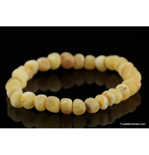 Raw Butter BAROQUE beads Baltic amber bracelet 7in