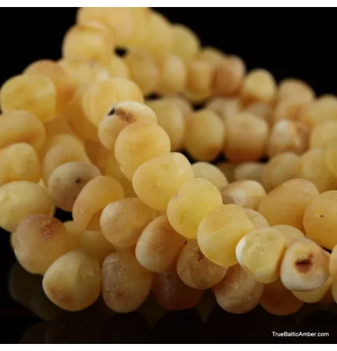Raw Butter BAROQUE beads Baltic amber bracelet 7in