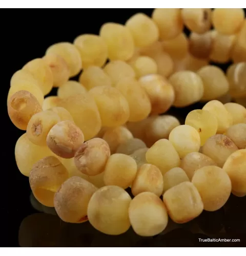 Raw Butter BAROQUE beads Baltic amber bracelet 7in