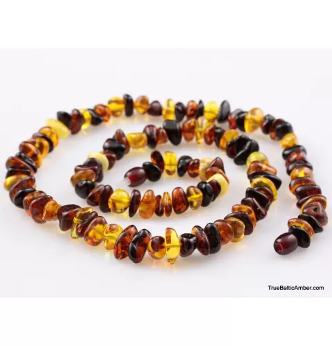 Multi glossy nuggets Baltic amber necklace
