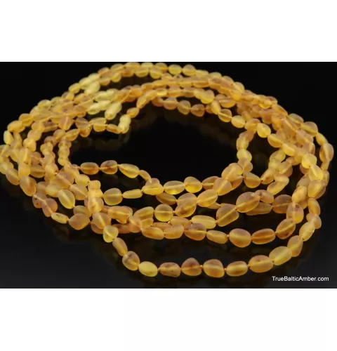 Honey Raw BEANS Baltic amber knotted necklace 19in