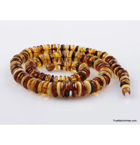 Multi BUTTONS Baltic amber necklace 22in