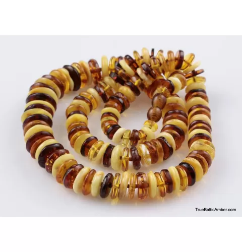 Multi BUTTONS Baltic amber necklace 25in