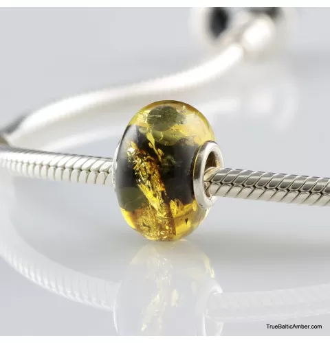 Green Baltic amber PANDORA style bead