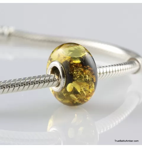 Green Baltic amber PANDORA style bead