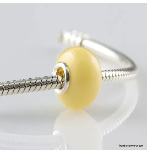 Butter Baltic amber PANDORA style bead