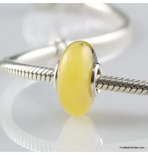 Marble Baltic amber PANDORA style bead