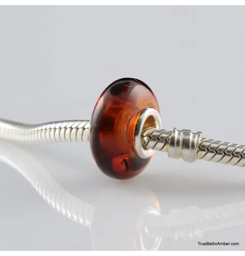 Cognac Baltic amber PANDORA style bead