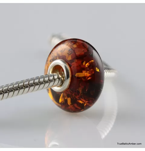 Cognac Baltic amber PANDORA style bead