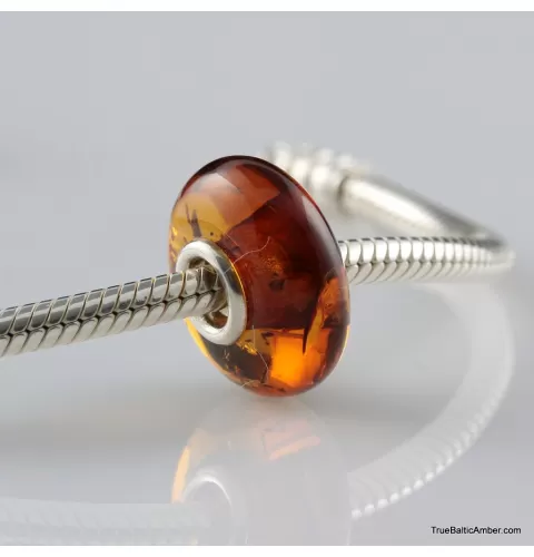 Cognac Baltic amber PANDORA style bead
