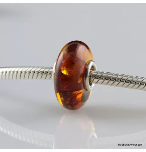 Cognac Baltic amber PANDORA style bead