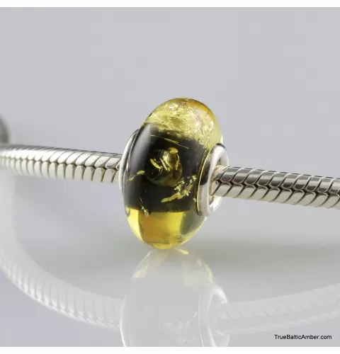 Green Baltic amber PANDORA style bead