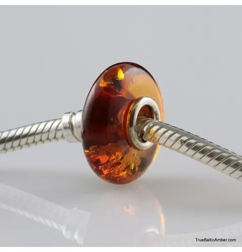 Cognac Baltic amber PANDORA style bead