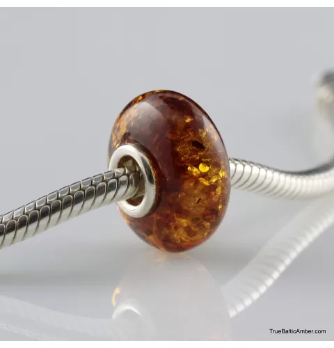 Cognac Baltic amber PANDORA style bead
