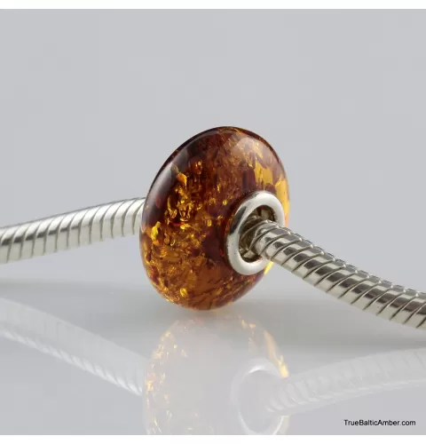 Cognac Baltic amber PANDORA style bead