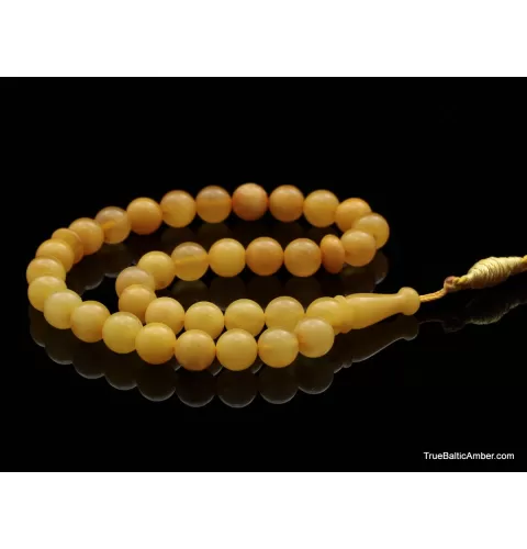 Islamic 33 Prayer Egg Yolk ROUND Baltic amber beads rosary