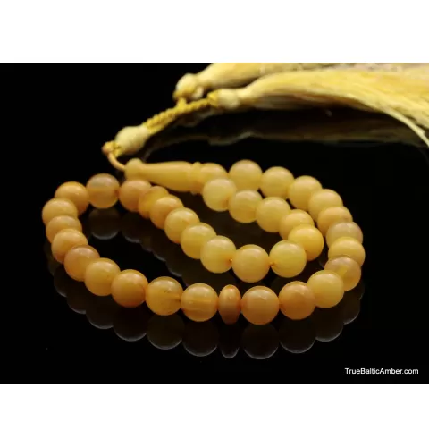 Islamic 33 Prayer Egg Yolk ROUND Baltic amber beads rosary