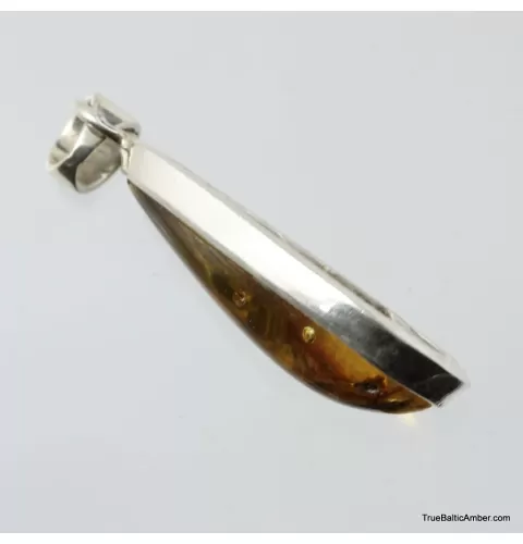 Baltic amber silver pendant w insect inclusion 4g