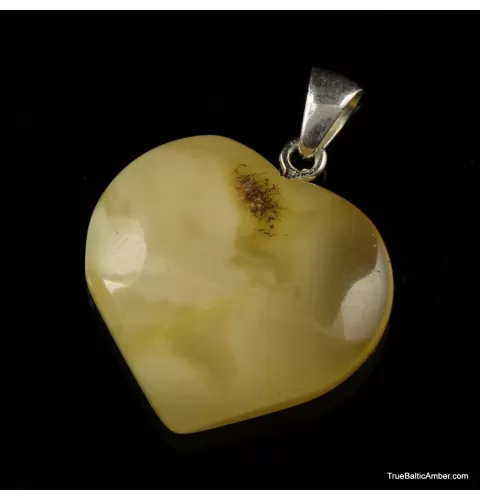 Butter Baltic amber HEART shape pendant