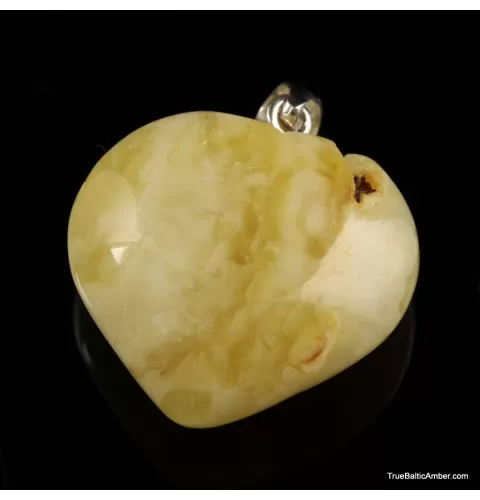 Butter Baltic amber HEART shape pendant