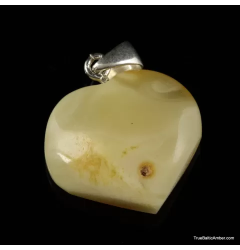 Butter Baltic amber HEART shape pendant