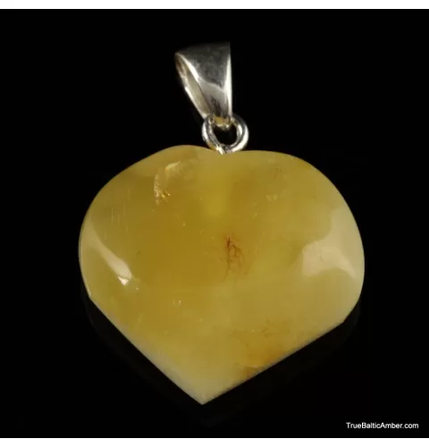 Butter Baltic amber HEART shape pendant