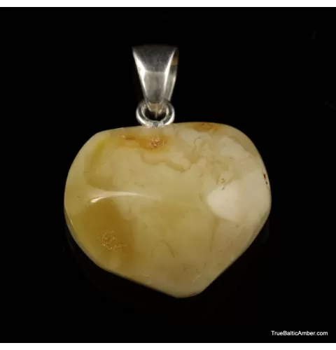 Butter Baltic amber HEART shape pendant