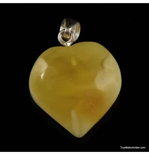 Butter Baltic amber HEART shape pendant