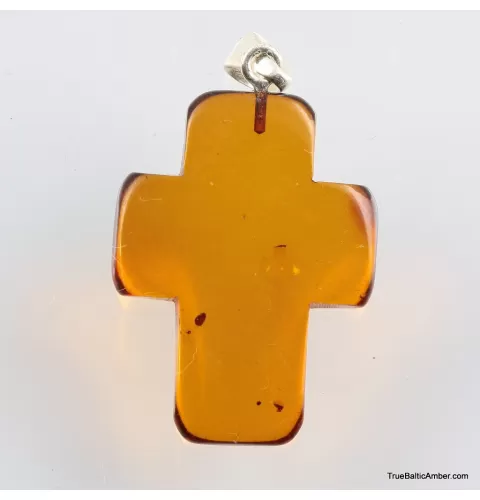 Cross shape Baltic amber pendant