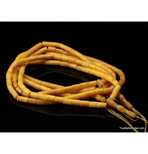 5 CYLINDER Islamic 33 Baltic amber prayer ANTIQUE beads