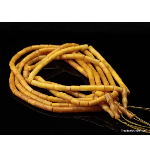6 CYLINDER Islamic 33 Baltic amber prayer ANTIQUE beads