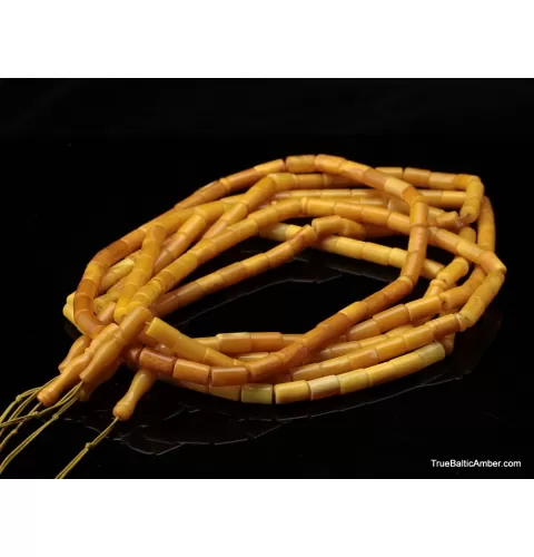 6 CYLINDER Islamic 33 Baltic amber prayer ANTIQUE beads