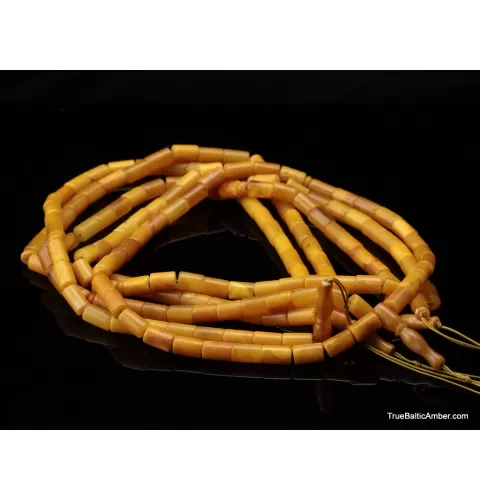 5 CYLINDER Islamic 33 Baltic amber prayer ANTIQUE beads