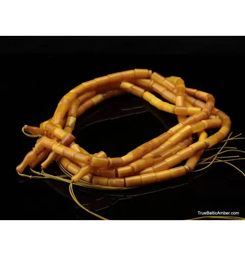 5 CYLINDER Islamic 33 Baltic amber prayer ANTIQUE beads