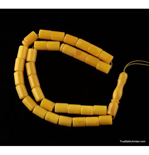 Islamic 33 CYLINDER Baltic amber prayer ANTIQUE beads