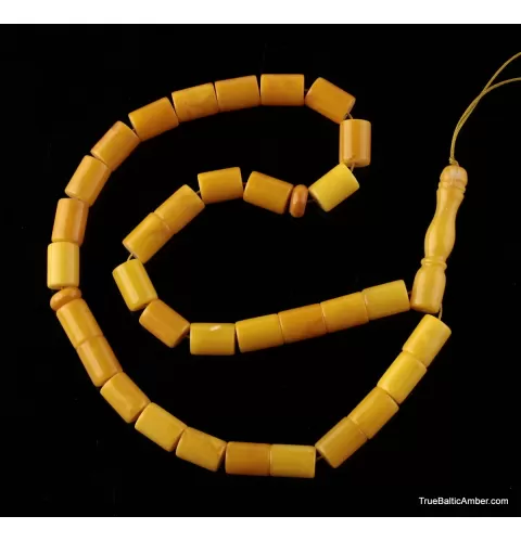 Islamic 33 CYLINDER Baltic amber prayer ANTIQUE beads