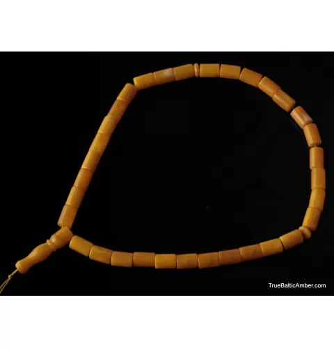 Islamic 33 CYLINDER Baltic amber prayer ANTIQUE beads