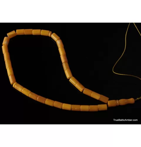 Islamic 33 CYLINDER Baltic amber prayer ANTIQUE beads