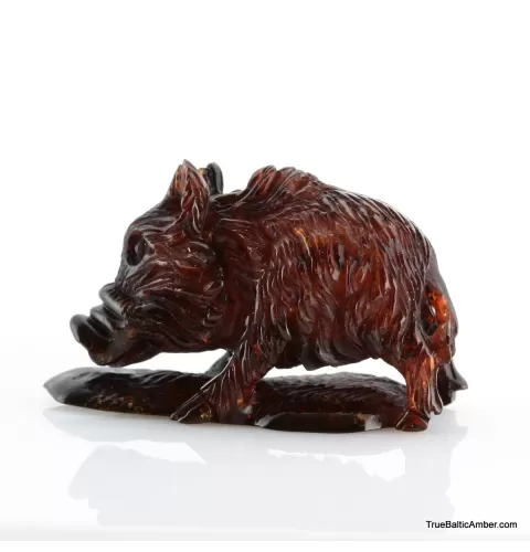 Carved Genuine BALTIC AMBER - Hog