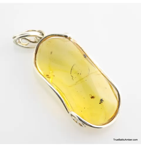 Baltic amber silver pendant w insect inclusion 9g