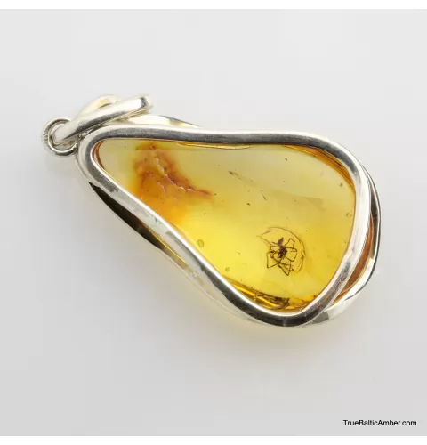 Baltic amber silver pendant w insect inclusion 10g