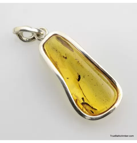 Baltic amber silver pendant w insect inclusion 8g