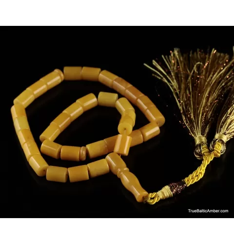 Islamic 33 CYLINDER Baltic amber prayer ANTIQUE beads