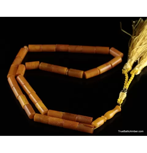 Islamic 33 CYLINDER Baltic amber prayer ANTIQUE beads