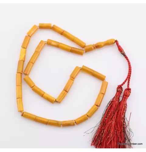 Islamic 33 CYLINDER Baltic amber prayer ANTIQUE beads