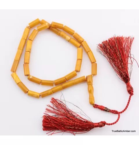 Islamic 33 CYLINDER Baltic amber prayer ANTIQUE beads